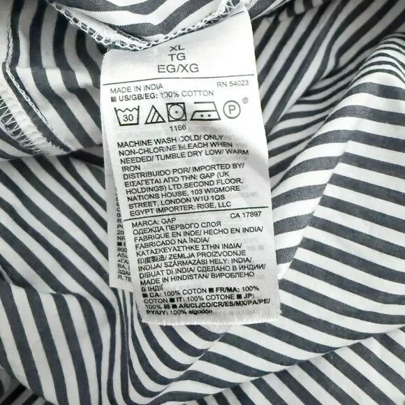 GAP | Coastal Cold Shoulder Top Blouse Blue White Banker Stripe Cotton | Size XL - Picture 6 of 6